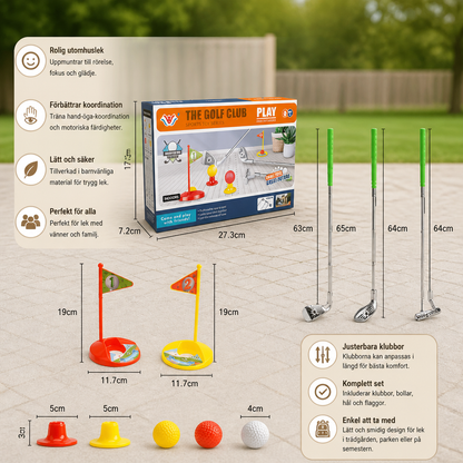 Kids Golf Set med Justerbara Klubbor – Perfekt för Trädgårdslek