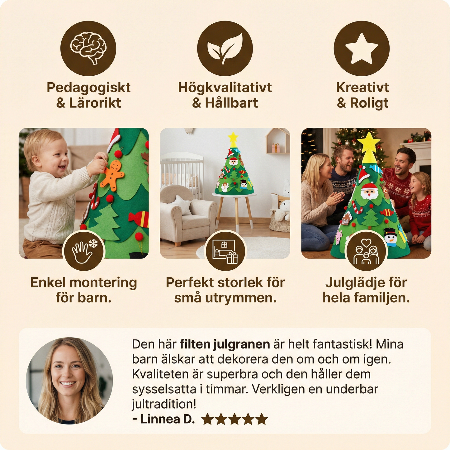 Montessori 3D filtjulgran