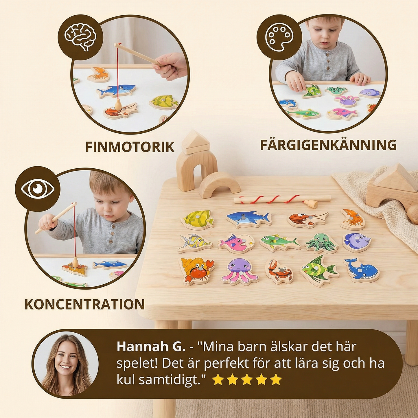 Montessori Fiskespel för Barn