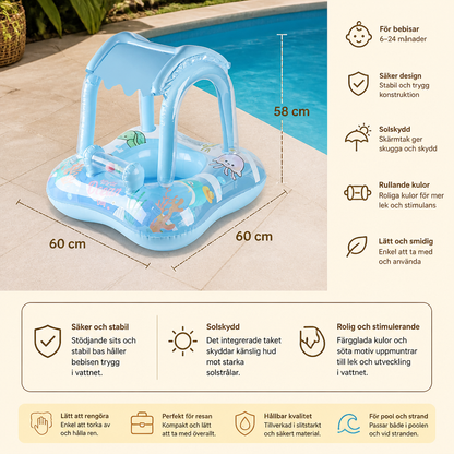 Inbjudande Baby Pool Float med Tak och Oceanprint