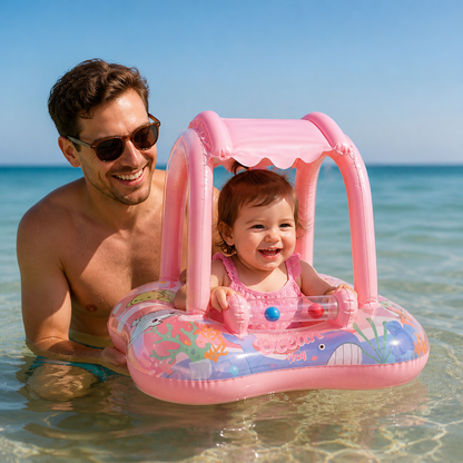 Inbjudande Baby Pool Float med Tak och Oceanprint