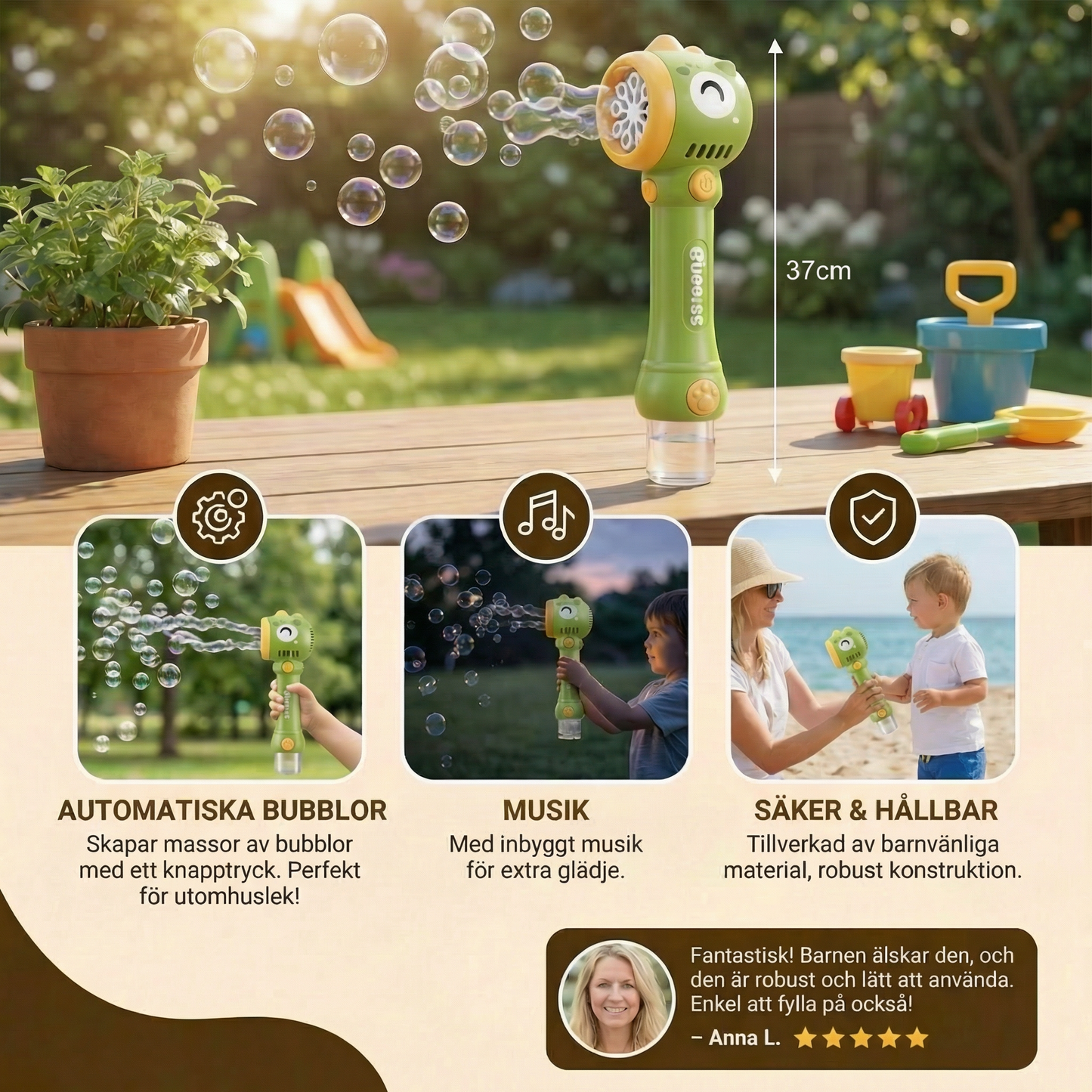 Lysande såpbubbelstav för barn – automatisk bubbelmaskin