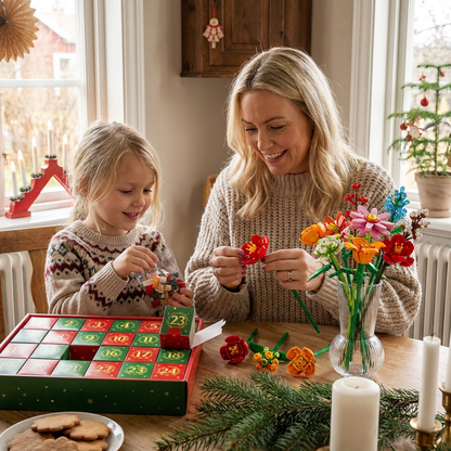 Julkalender Med Blombukett Av Byggklossar