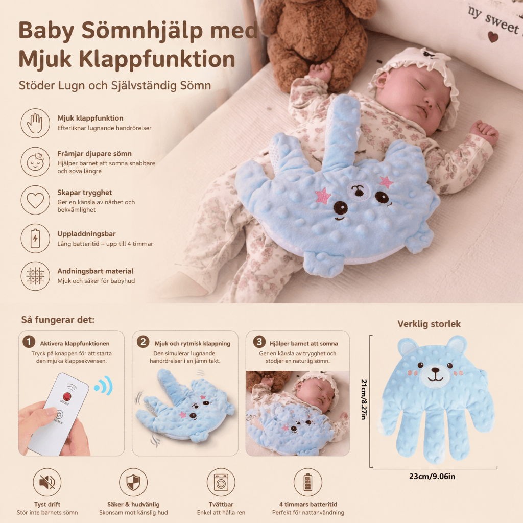 Baby Sömnhjälp med Mjuk Klappfunktion – Stöder Lugn och Självständig Sömn