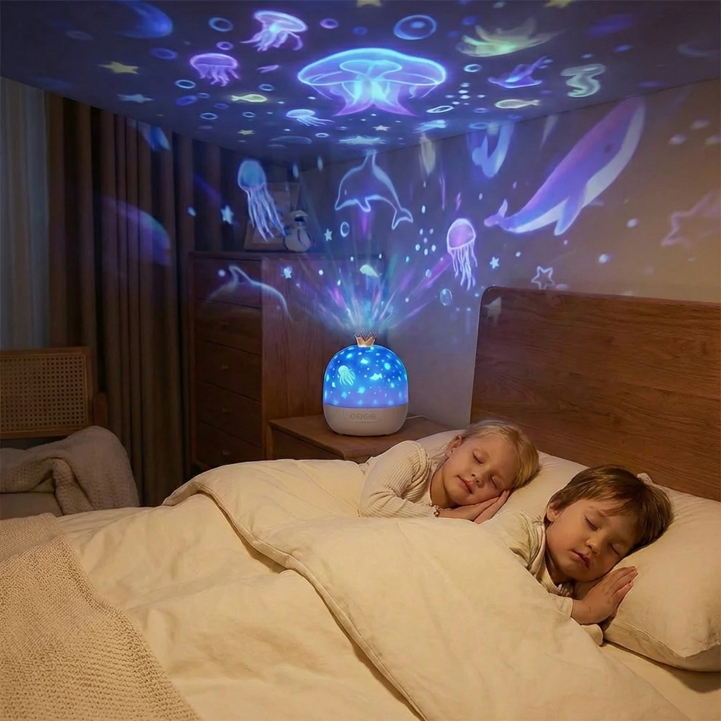 Stjärnhimmelprojektor nattlampa ⎜ Roterande LED-lampa