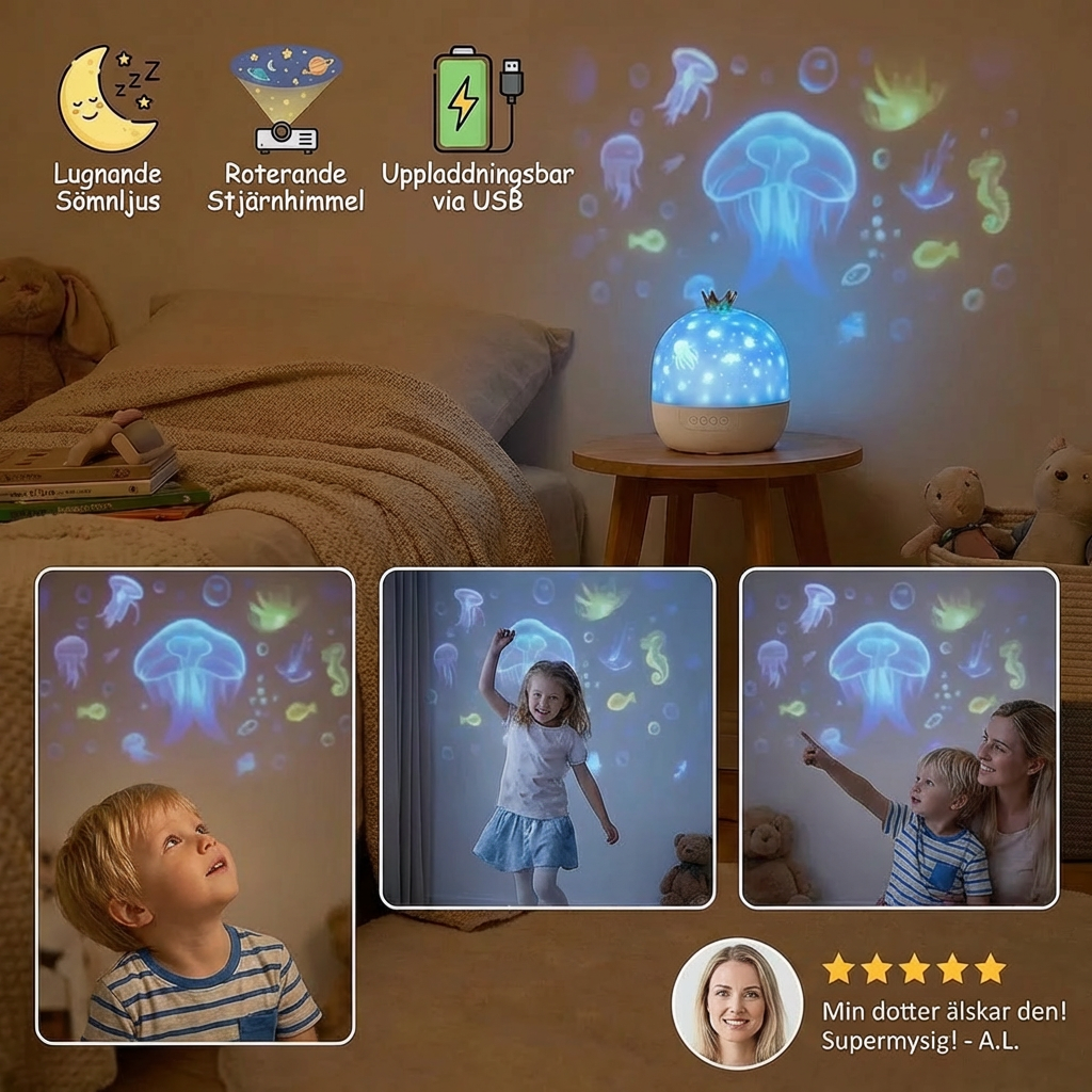 Stjärnhimmelprojektor nattlampa ⎜ Roterande LED-lampa