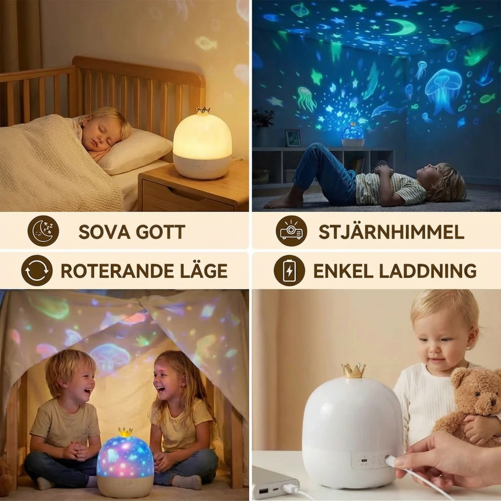 Stjärnhimmelprojektor nattlampa ⎜ Roterande LED-lampa