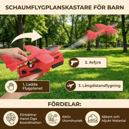 Schaumflygplanskastare för Barn – Interaktivt Flygande Leksak med Skjutpistol