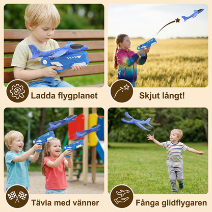 Schaumflygplanskastare för Barn – Interaktivt Flygande Leksak med Skjutpistol