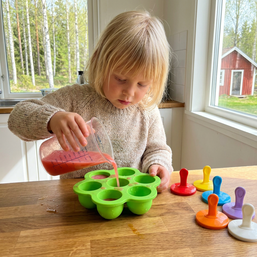 7-delars silikonform för isglass – återanvändbar glassform för barn