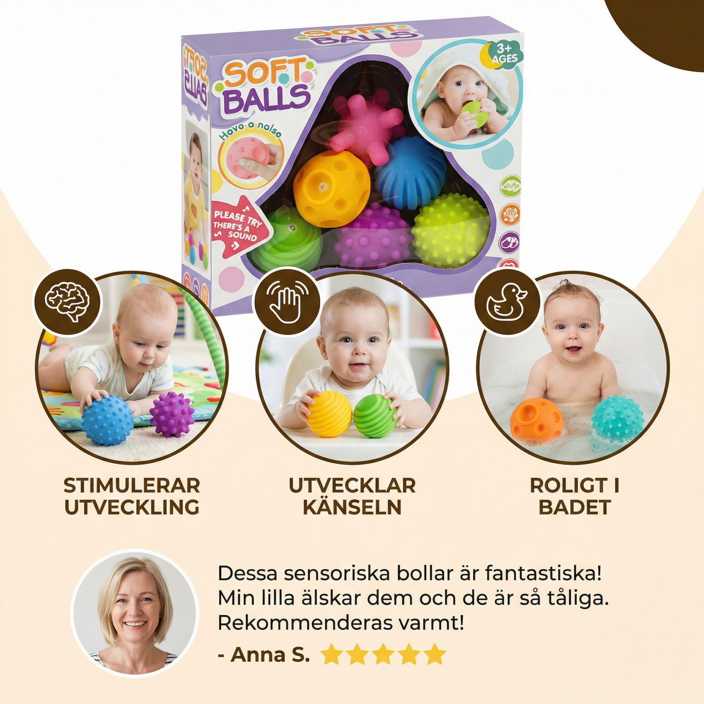 Baby Sensory Balls Set – Texturerad Touch & Feel Lek för Taktil Utveckling