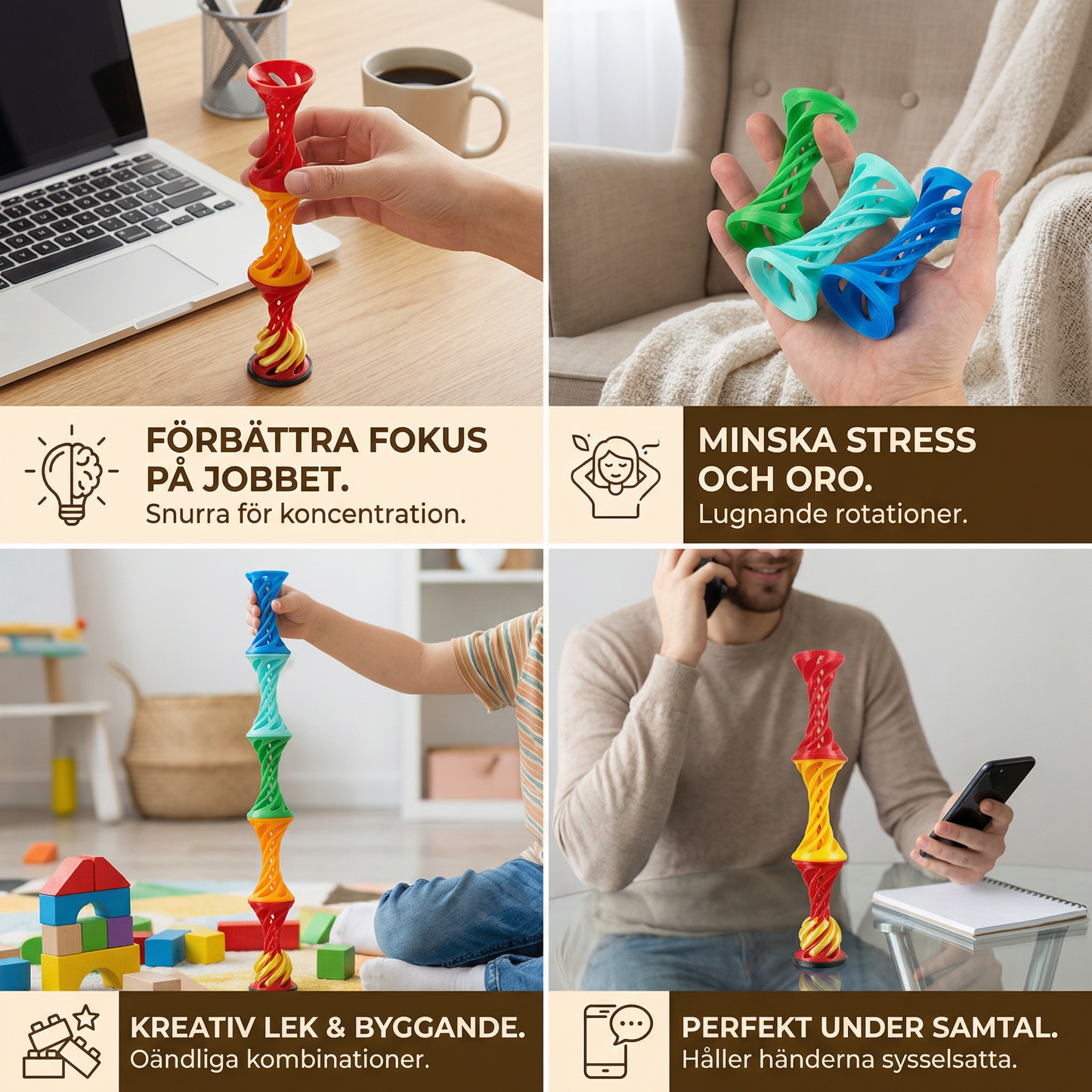 3D Spiral Fidget Toy – Rotationsbart Antistress Skrivbordsspel