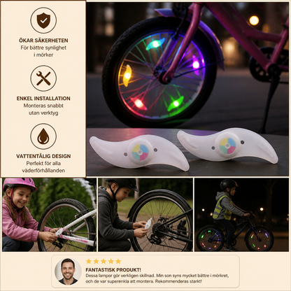 Färgglada LED-ekerslampor för cykelhjul