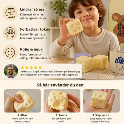 Squishy Ostboll Antistressboll – Mjuk, Formbar ASMR Fidget-leksak för Stress- och Spänningslindring