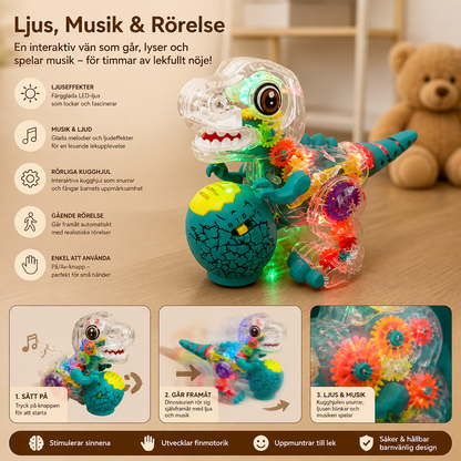 Interaktiv Ljusande Kugghjulsdinosaurie med Musik och Gående Rörelse