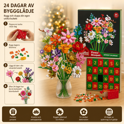 Julkalender Med Blombukett Av Byggklossar