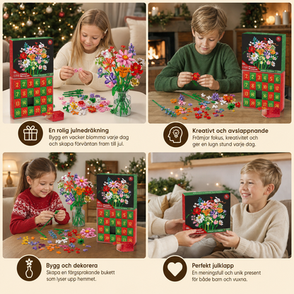 Julkalender Med Blombukett Av Byggklossar