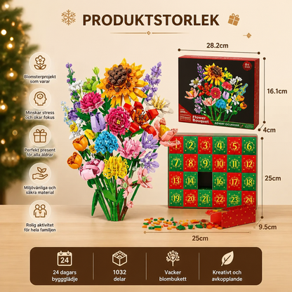Julkalender Med Blombukett Av Byggklossar
