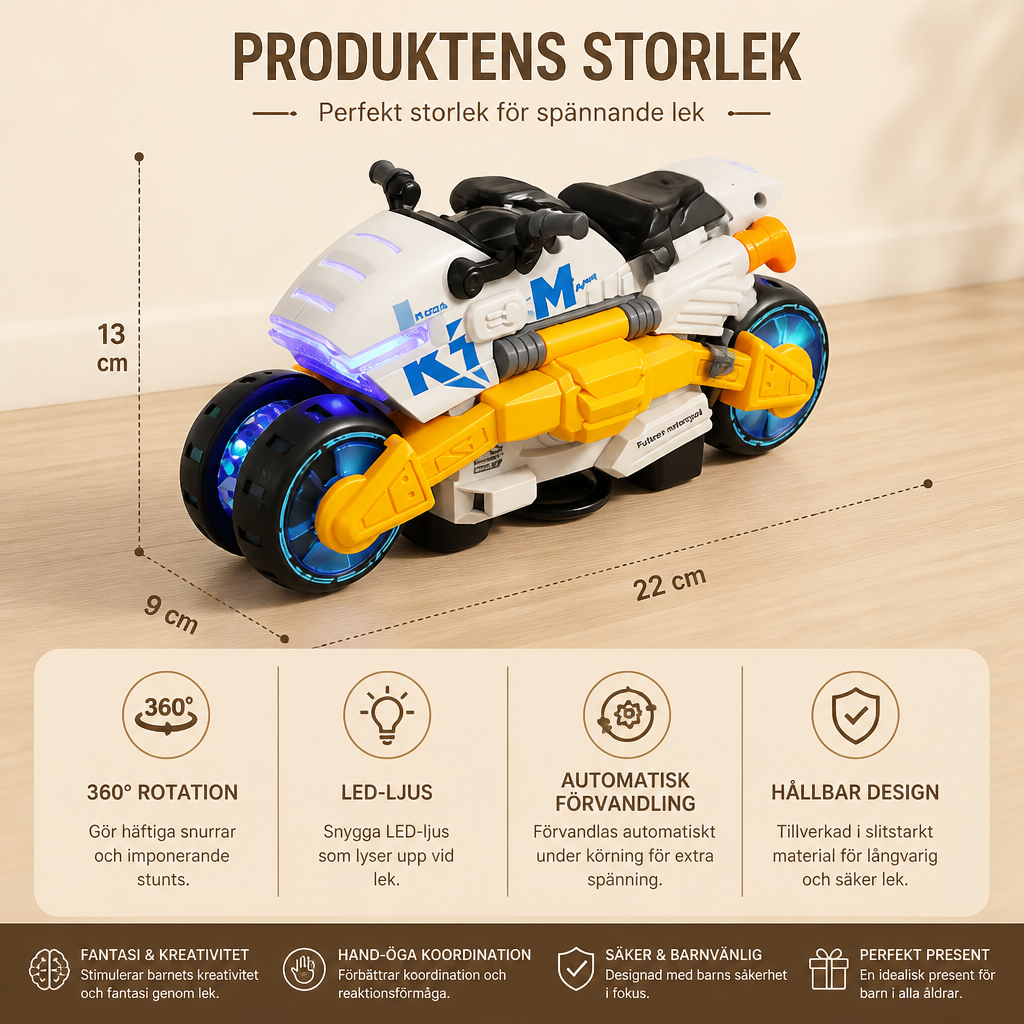 Förvandlingsbar Stuntmotorcykel Leksak För Barn Med 360 Graders Rotationsfunktion