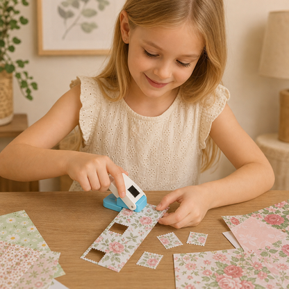 DIY Pappersstans I Frimärkesdesign För Barns Pyssel Och Kreativa Projekt