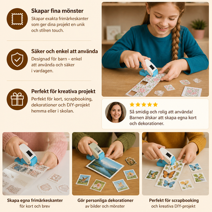 DIY Pappersstans I Frimärkesdesign För Barns Pyssel Och Kreativa Projekt