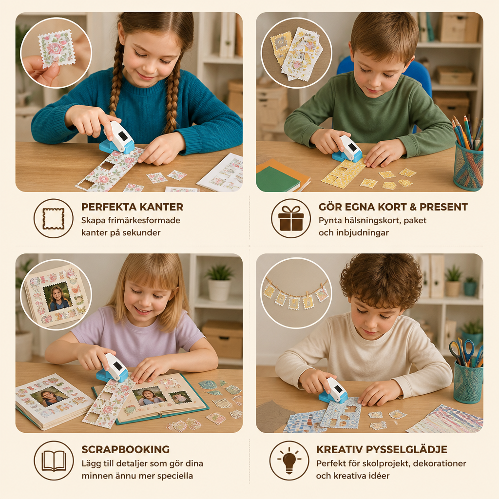 DIY Pappersstans I Frimärkesdesign För Barns Pyssel Och Kreativa Projekt