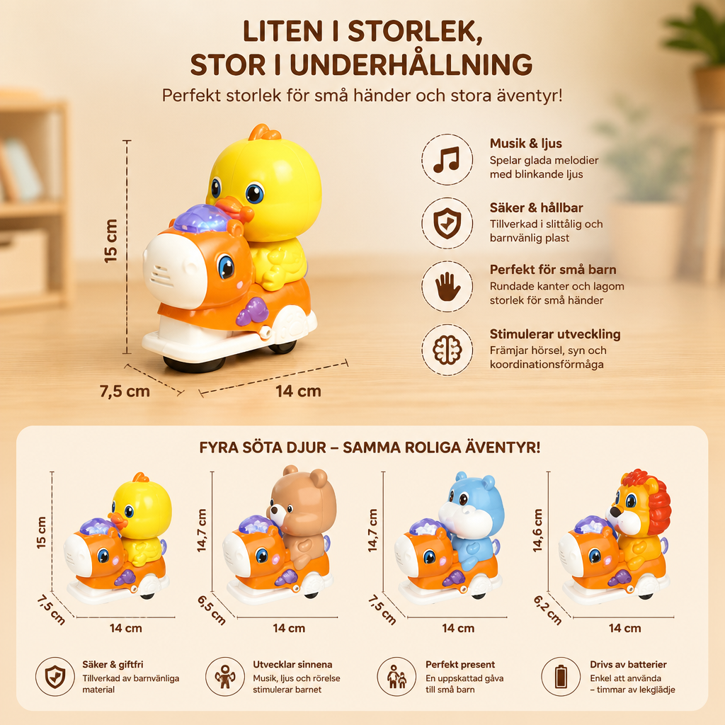 Interaktiv Gungleksak med Djur, Musik och Ljus