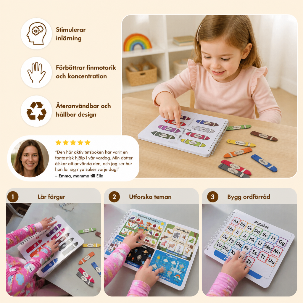 Montessori Busy Book – Återanvändbar Aktivitetsbok För Förskoleinlärning