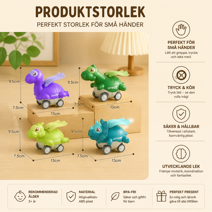 Press & Go Dinosauriebilar – Rullande Dinosaurieleksaker för Barn