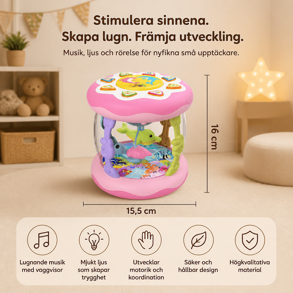 Interaktiv musikleksak med ljus – Montessori-sensorleksak med lugnande vaggvisor