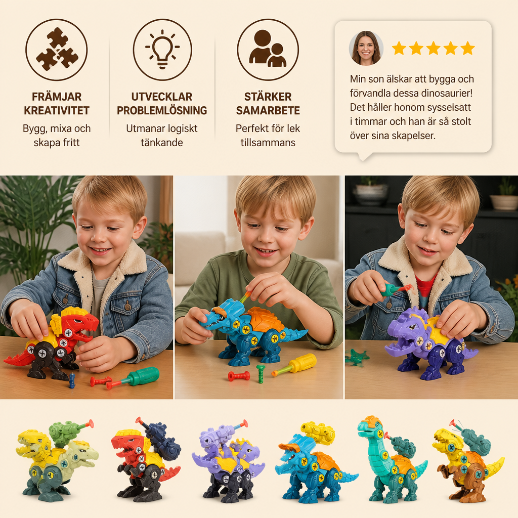 DIY Bygg- och Förvandlingsleksak med Dinosaurieägg