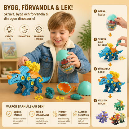DIY Bygg- och Förvandlingsleksak med Dinosaurieägg