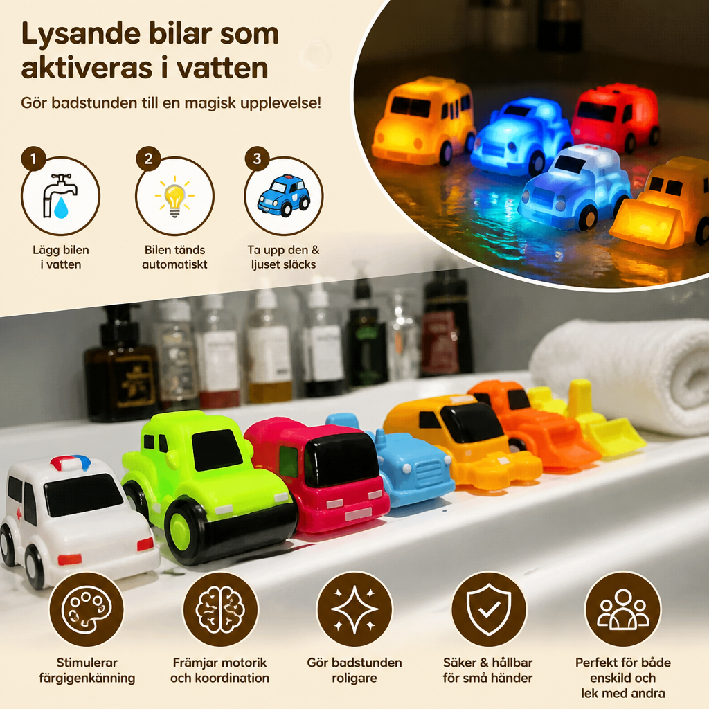 Lysande Badleksaksbilar – Vattenaktiverade Badleksaker För Bebisar