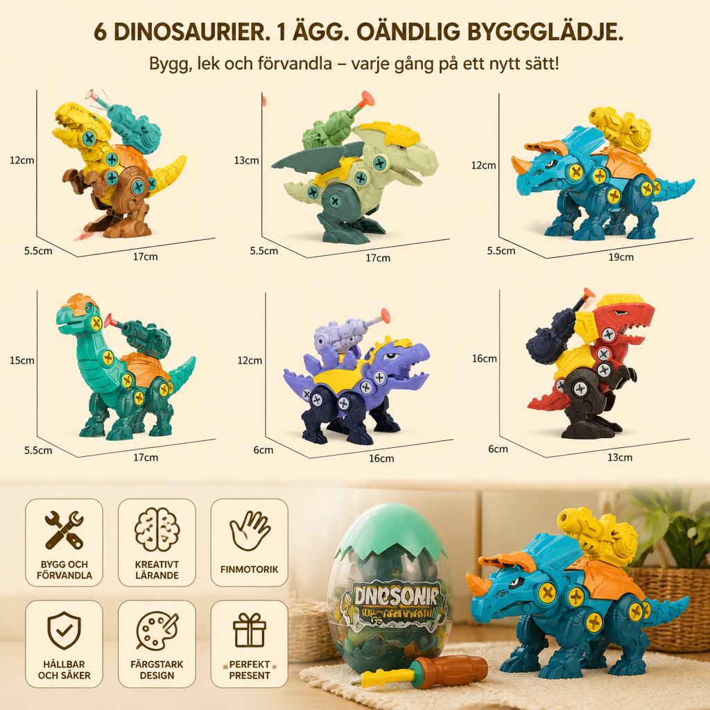 DIY Bygg- och Förvandlingsleksak med Dinosaurieägg