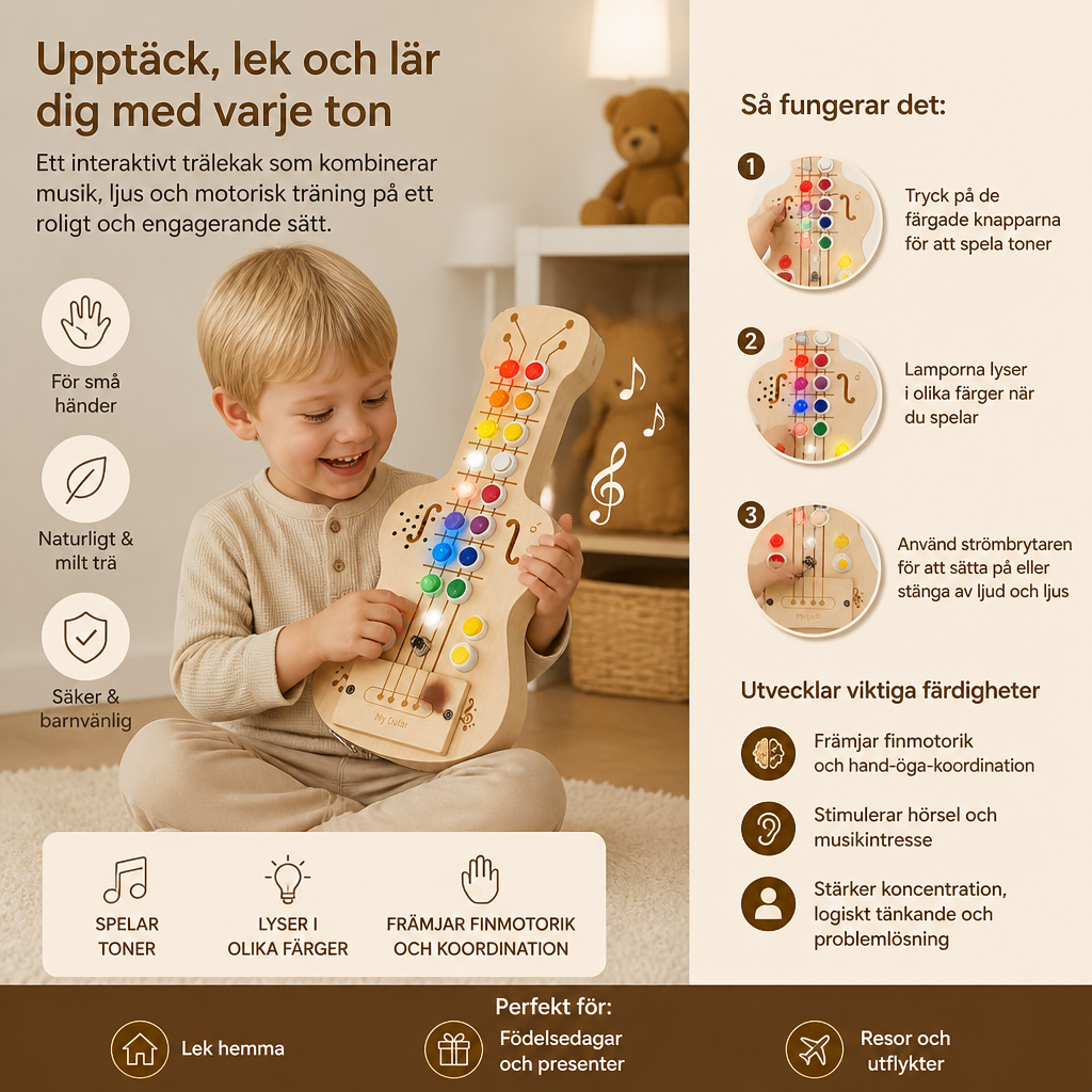 Träbaserad Gitarr-Busy Board Med Ljus & Ljud