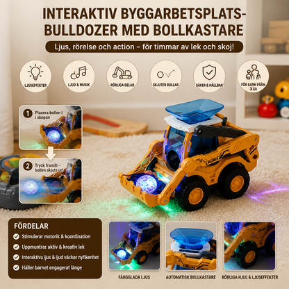 Interaktiv Lysande Byggarbetsplats-Bulldozer med Bollkastare för Barn