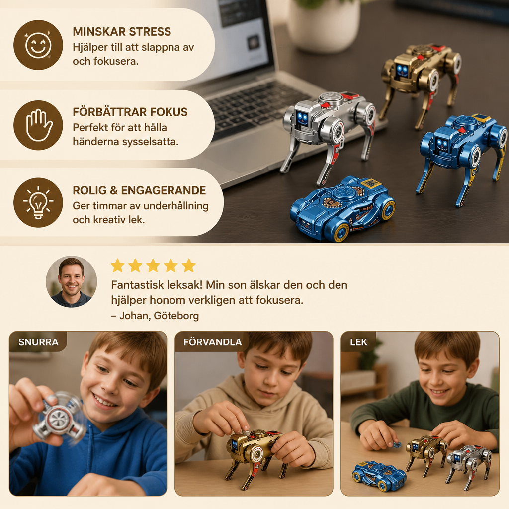 3-i-1 Mekanisk Robothund Fidget Spinner Leksak