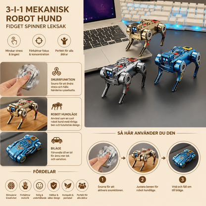 3-i-1 Mekanisk Robothund Fidget Spinner Leksak