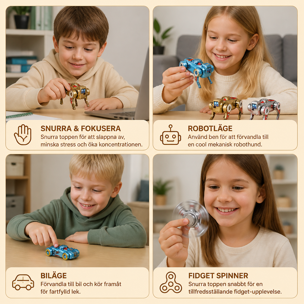 3-i-1 Mekanisk Robothund Fidget Spinner Leksak
