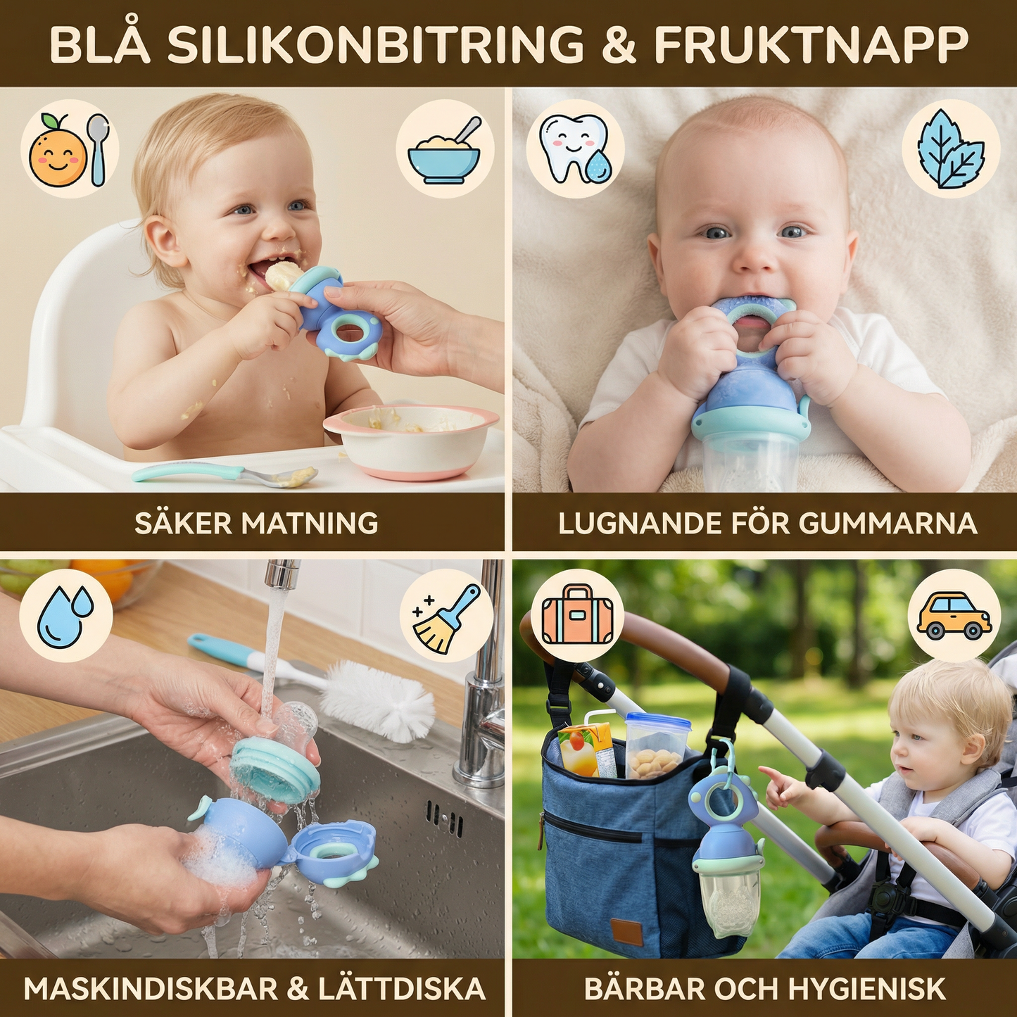Silikonbitring i form av en babykyckling – Tandleksak i livsmedelsgodkänt silikon