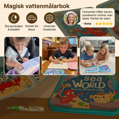 Magisk vattenmålarbok – Återanvändbar kladdfri målarbok för barn
