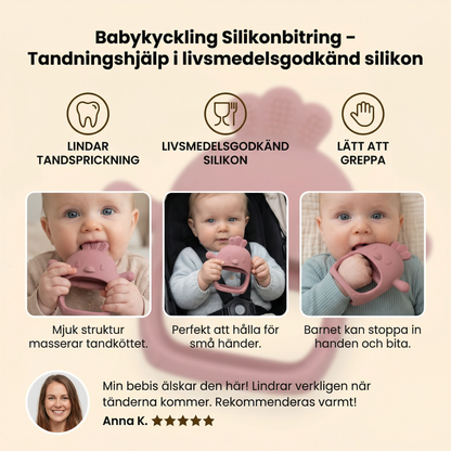 Babykyckling Silikonbitring – Tandningshjälp i livsmedelsgodkänd silikon