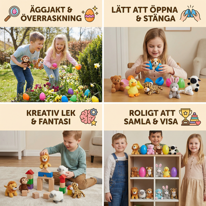 Påskägg överraskningsset med gosedjur – fyllda ägg för barn