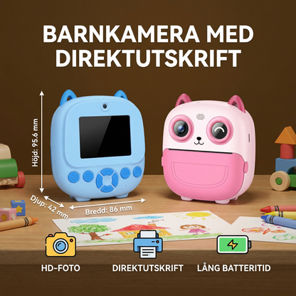 Barnkamera med direktutskrift – Mini digitalkamera med HD-foto och inbyggd skrivare