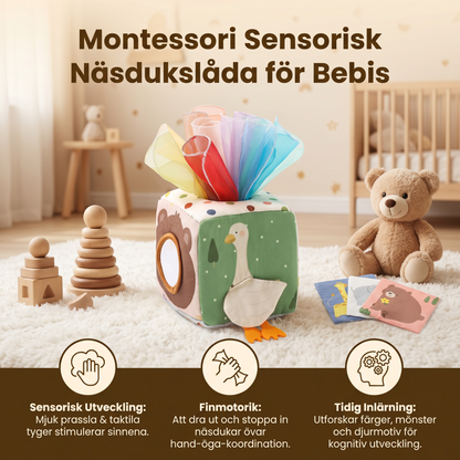 Montessori Sensorisk Näsdukslåda för Bebis – Mjuk Prassla & Taktil Aktivitetsleksak
