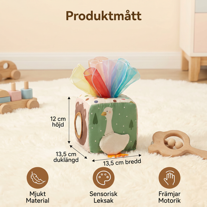 Montessori Sensorisk Näsdukslåda för Bebis – Mjuk Prassla & Taktil Aktivitetsleksak