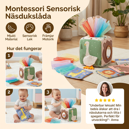 Montessori Sensorisk Näsdukslåda för Bebis – Mjuk Prassla & Taktil Aktivitetsleksak