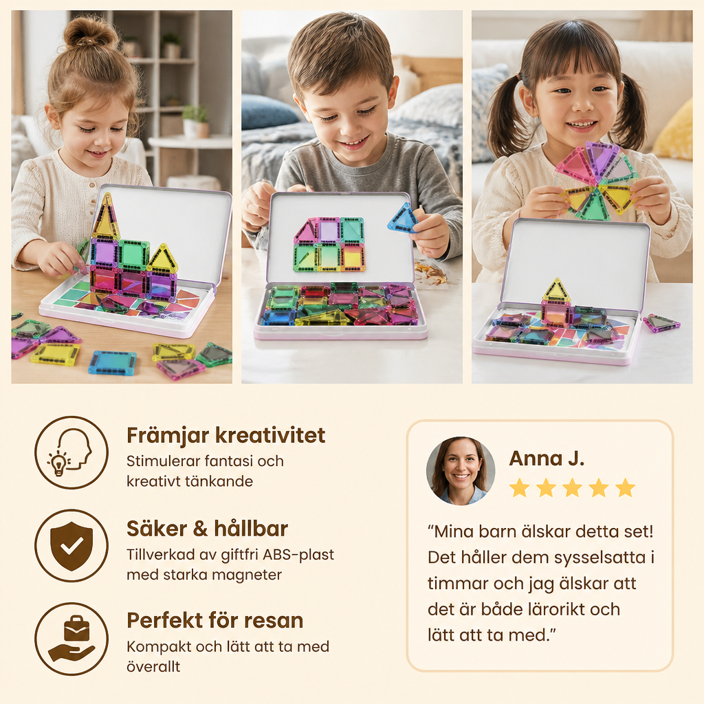 Kompakta Magnetiska Plattor – 40-Delars Montessori Reseset