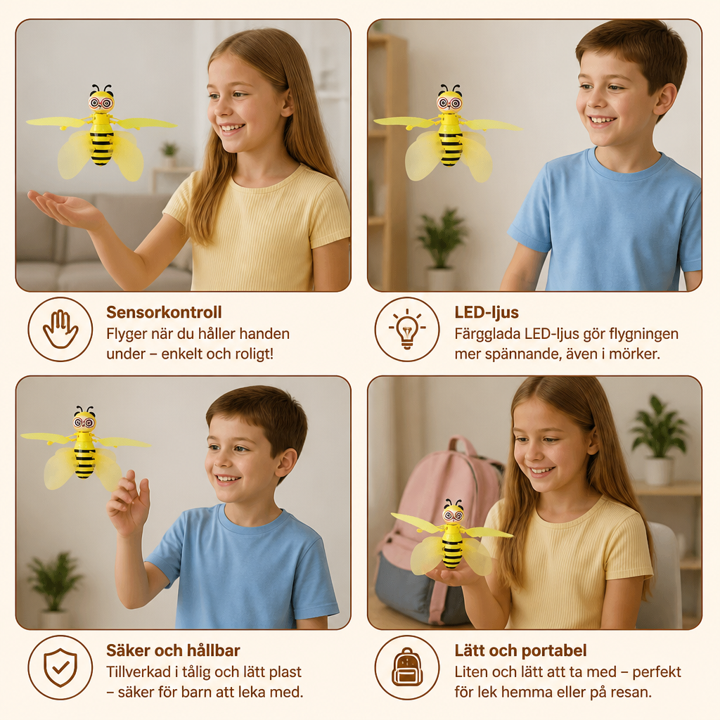 Handstyrd flygande bileksak med rörelsesensor och LED-ljus