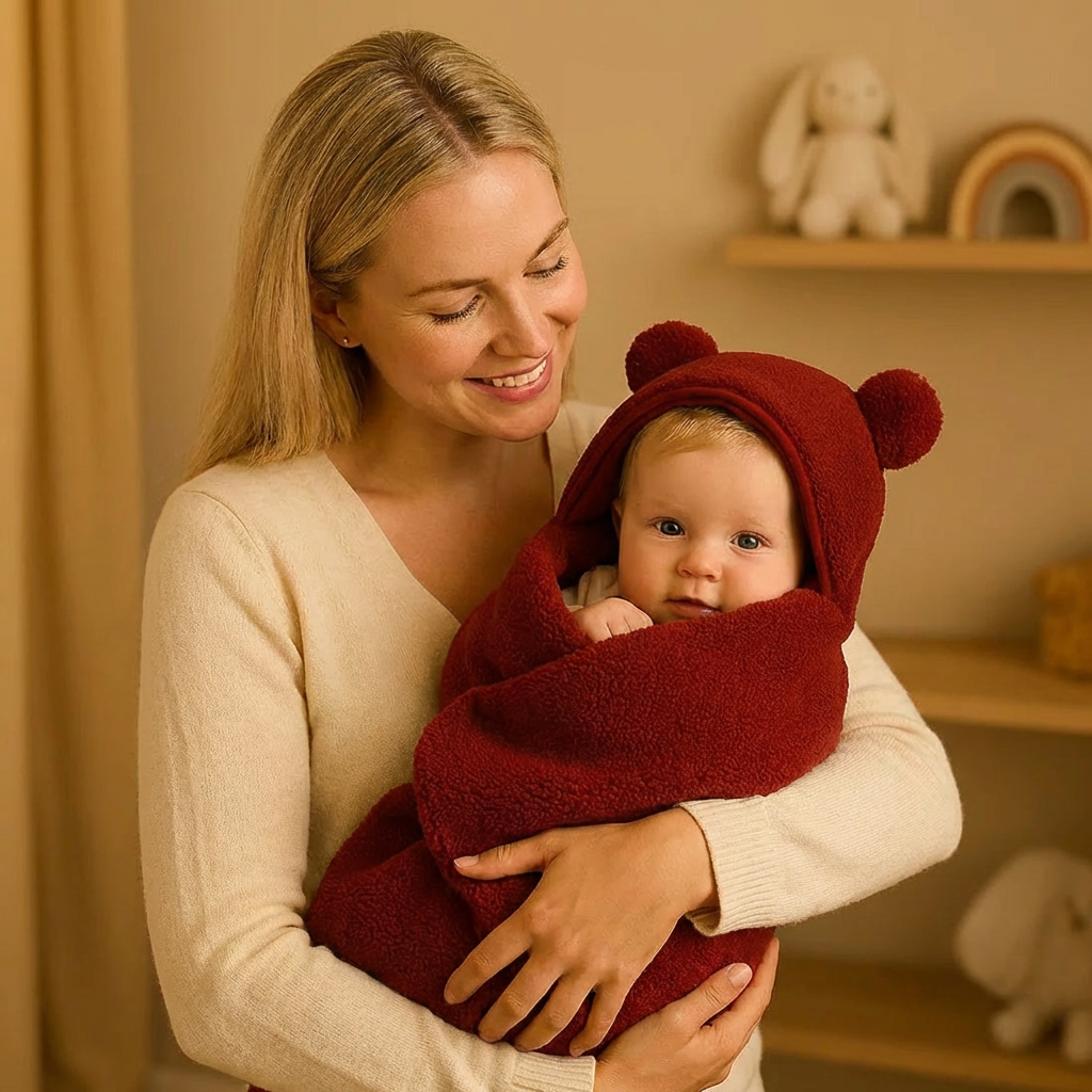 Babyfilt och pyjamas i bärdesign